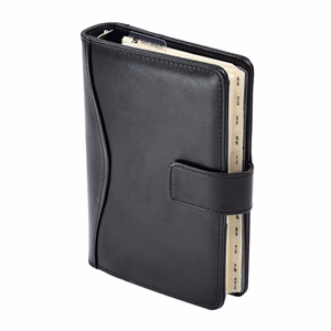 Gyűrűs kalendárium SATURNUS L231 sárga lapos fekete műbőr 2026.