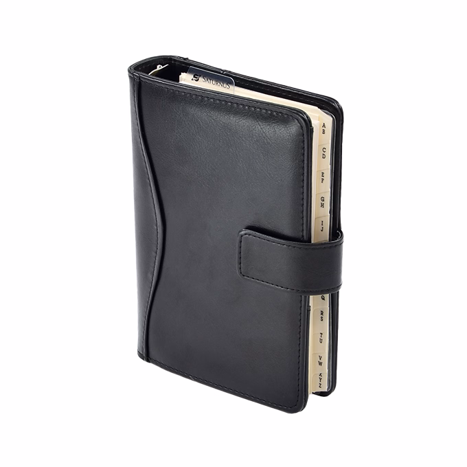 Gyűrűs kalendárium SATURNUS L231 sárga lapos fekete műbőr 2026.