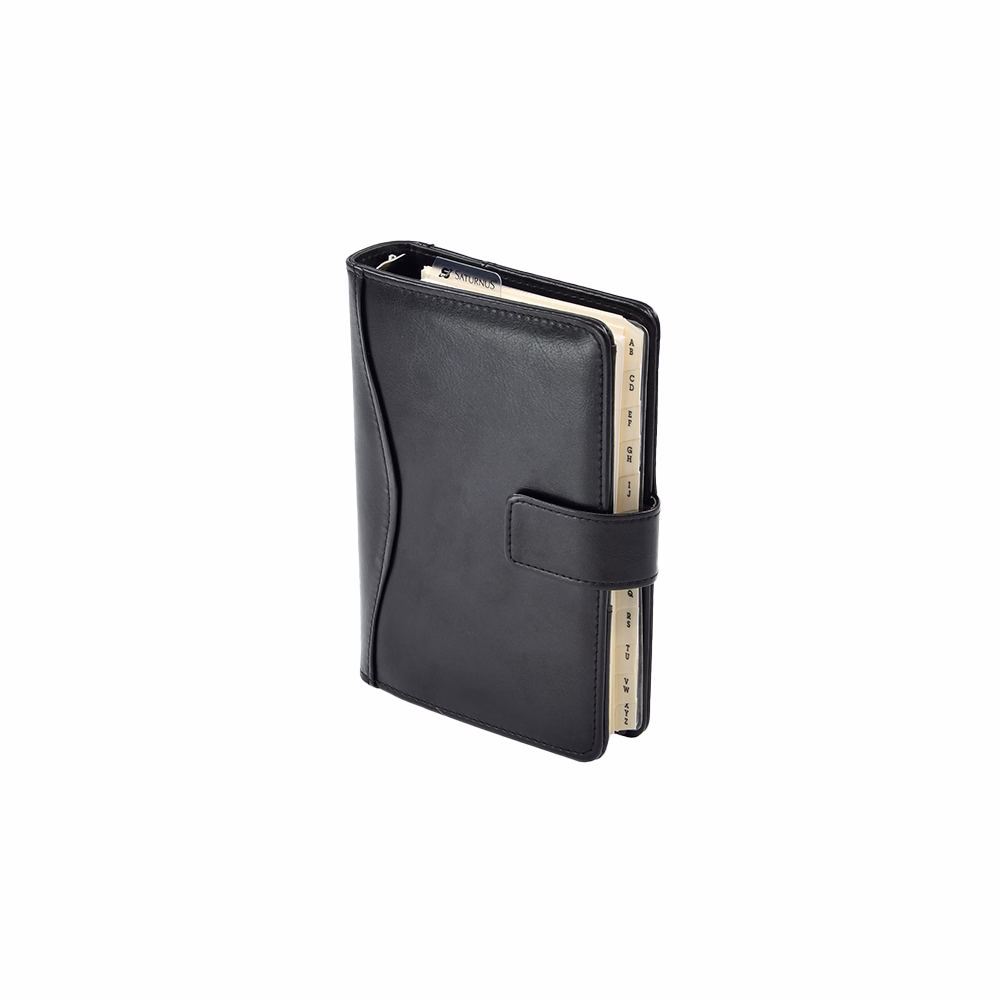 Gyűrűs kalendárium SATURNUS L231 sárga lapos fekete műbőr 2026.