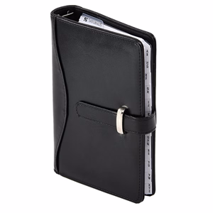 Gyűrűs kalendárium SATURNUS L437 fehér lapos fekete műbőr 2026.