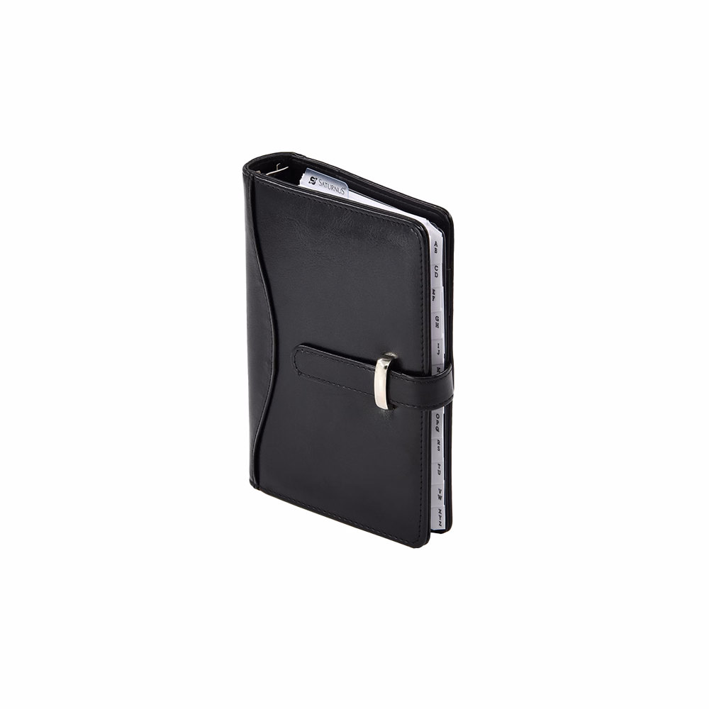 Gyűrűs kalendárium SATURNUS L437 fehér lapos fekete műbőr 2026.