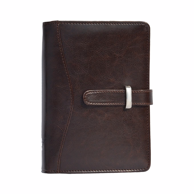 Gyűrűs kalendárium SATURNUS L437 fehér lapos sötétbarna műbőr 2026.