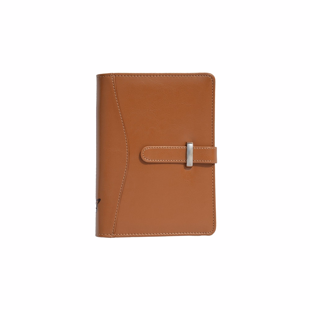 Gyűrűs kalendárium SATURNUS L437 fehér lapos világosbarna műbőr 2026.