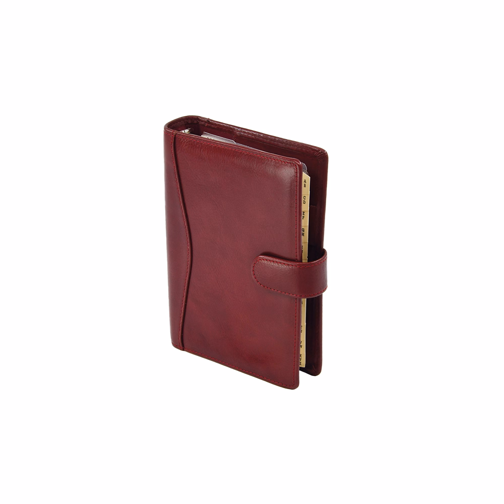 Gyűrűs kalendárium SATURNUS M212 sárga lapos bordó marhabőr 2026.