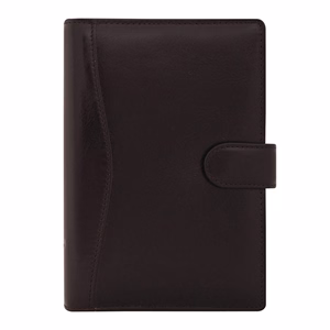 Gyűrűs kalendárium SATURNUS M212 sárga lapos fekete marhabőr 2026.