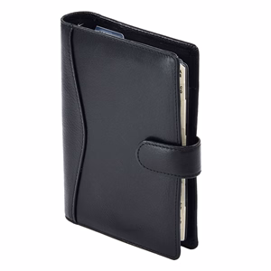 Gyűrűs kalendárium SATURNUS M212 sárga lapos fekete marhabőr 2026.