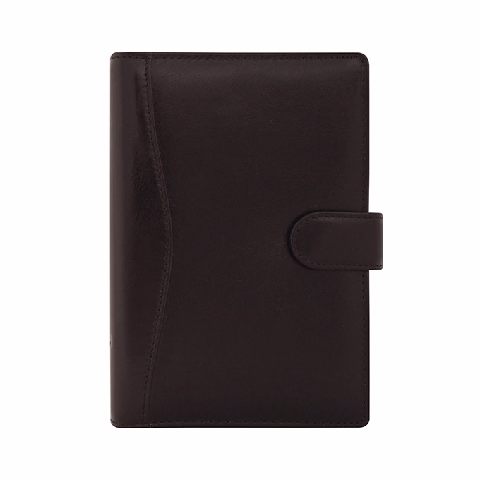 Gyűrűs kalendárium SATURNUS M212 sárga lapos fekete marhabőr 2026.