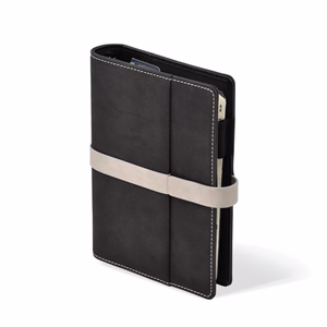 Gyűrűs kalendárium SATURNUS M225 chamois lapos fekete-szürke műbőr 2026.