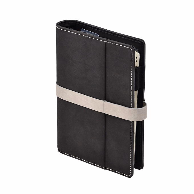 Gyűrűs kalendárium SATURNUS M225 chamois lapos fekete-szürke műbőr 2026.