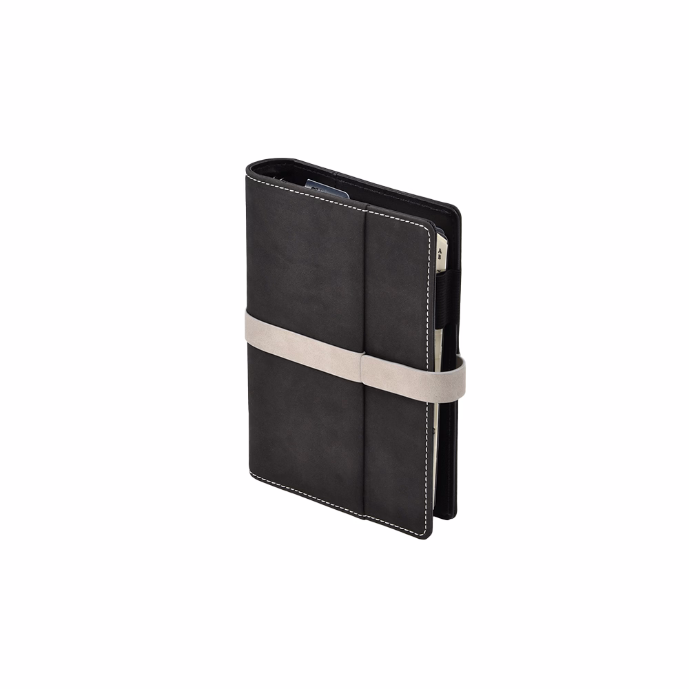 Gyűrűs kalendárium SATURNUS M225 chamois lapos fekete-szürke műbőr 2026.