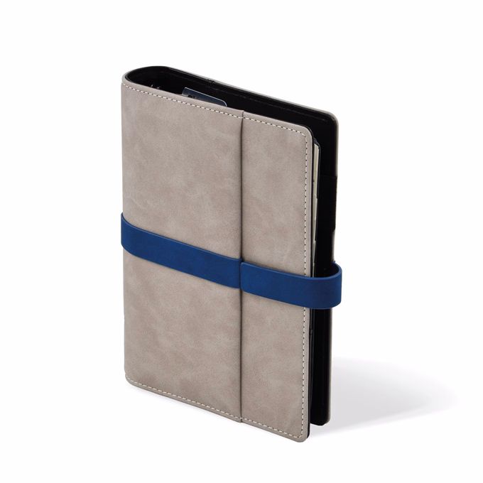 Gyűrűs kalendárium SATURNUS M225 chamois lapos szürke-kék műbőr 2026.