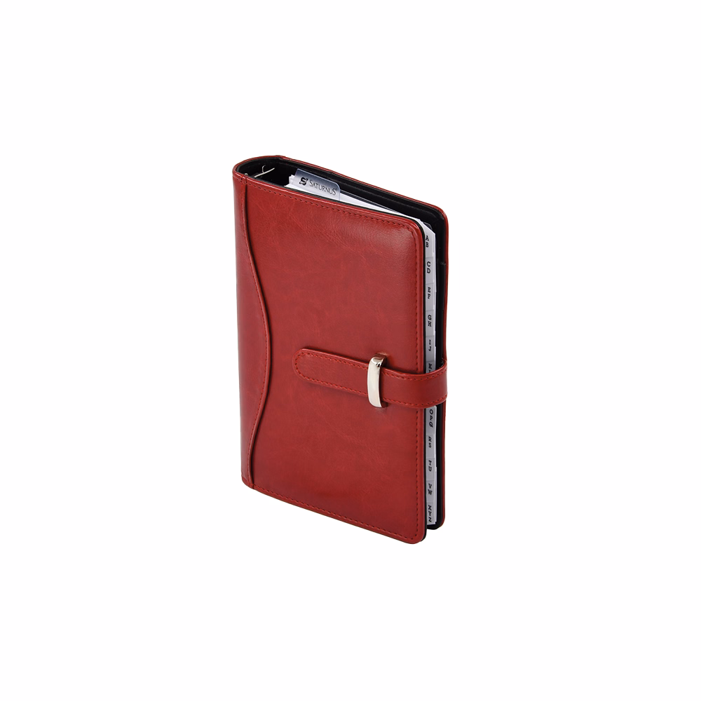 Gyűrűs kalendárium SATURNUS M437 fehér lapos bordó műbőr 2026.