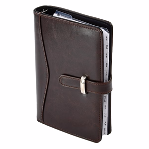 Gyűrűs kalendárium SATURNUS S437 fehér lapos sötétbarna műbőr 2026.