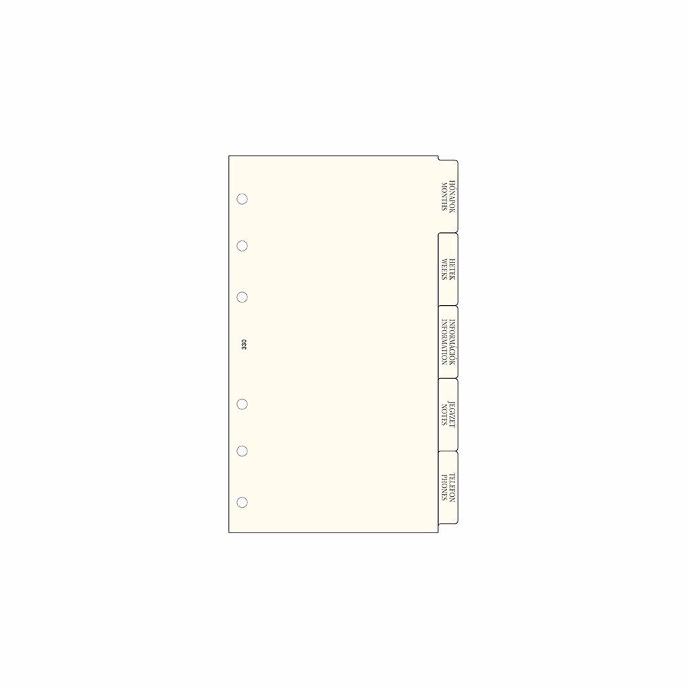 Gyűrűs kalendárium betét SATURNUS L330 elválasztólap sárga lapos