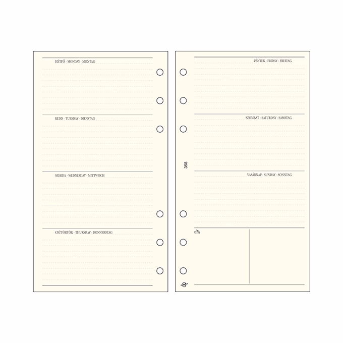 Gyűrűs kalendárium betét SATURNUS L358 bianco heti tervező sárga lapos