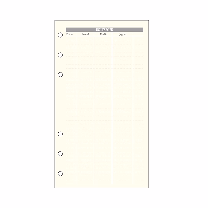 Gyűrűs kalendárium betét SATURNUS L365 kötségtervező sárga lapos 2026.