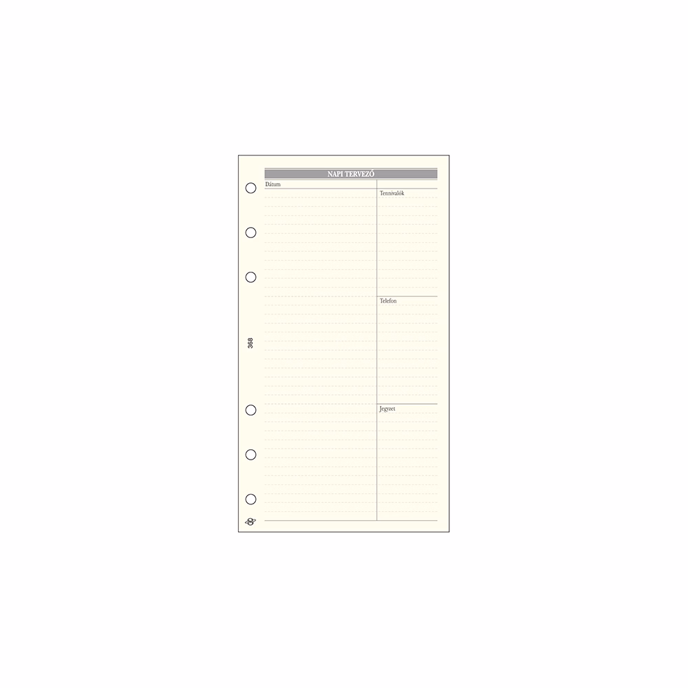 Gyűrűs kalendárium betét SATURNUS L368 bianco napi tervező sárga lapos