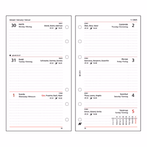 Gyűrűs kalendárium betét SATURNUS M311/F heti fehér lapos 2026.