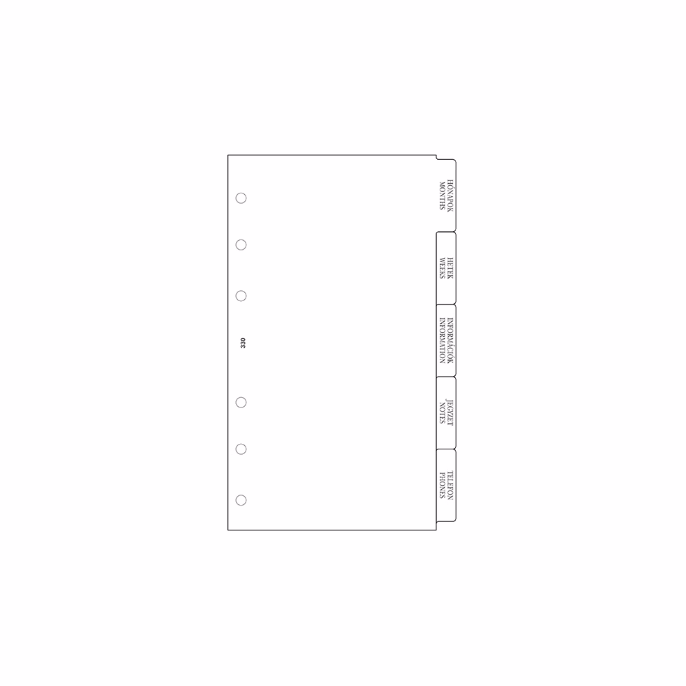 Gyűrűs kalendárium betét SATURNUS M330 elválasztólap fehér lapos Gyűrűs kalendárium betét SATURNUS M330 elválasztólap fehér lapos