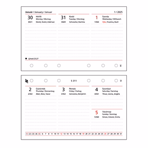 Gyűrűs kalendárium betét SATURNUS S311/F heti fehér lapos 2026.