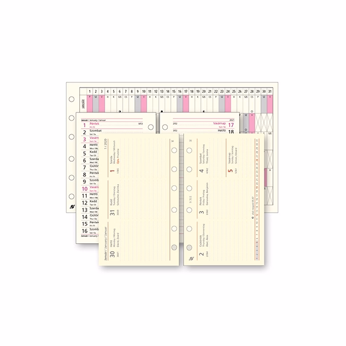 Gyűrűs kalendárium betét SATURNUS S312 napi sárga lapos 2026.