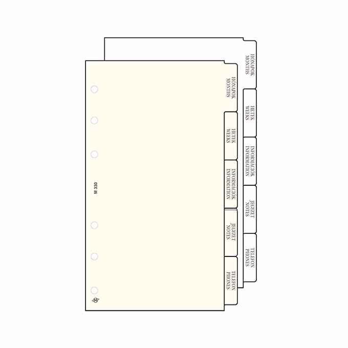 Gyűrűs kalendárium betét SATURNUS S330 elválasztólap sárga lapos