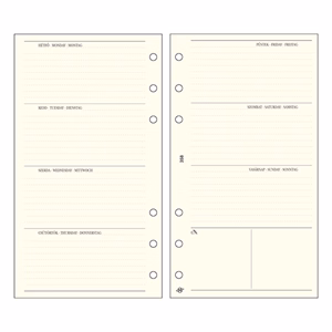 Gyűrűs kalendárium betét SATURNUS S358 bianco heti tervező sárga lapos