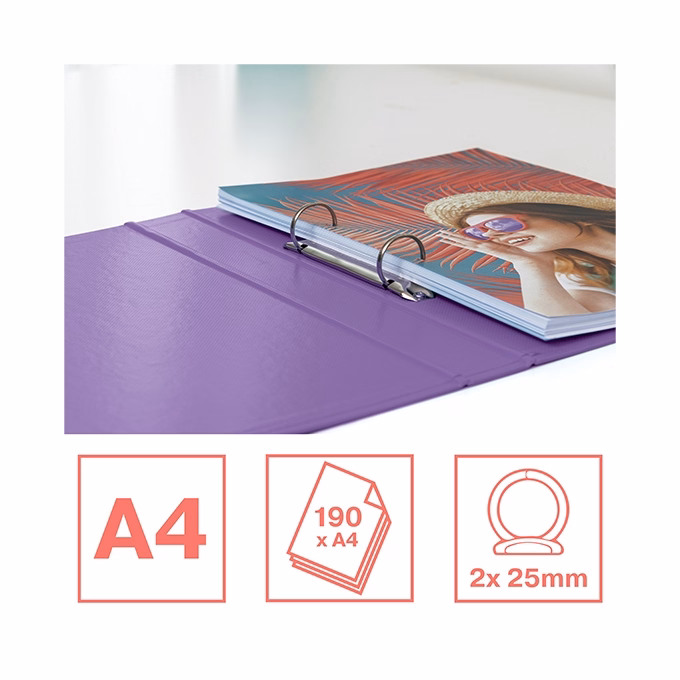 Gyűrűskönyv ESSELTE Colour Breeze A/4 25 mm 2 gyűrű  PP levendula