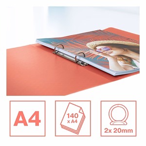 Gyűrűskönyv ESSELTE Colour Breeze A/4 25 mm 2 gyűrűs PP korall