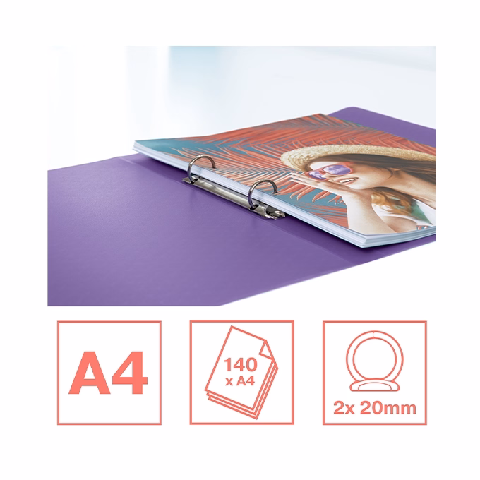 Gyűrűskönyv ESSELTE Colour Breeze A/4 25 mm 2 gyűrűs PP levendula