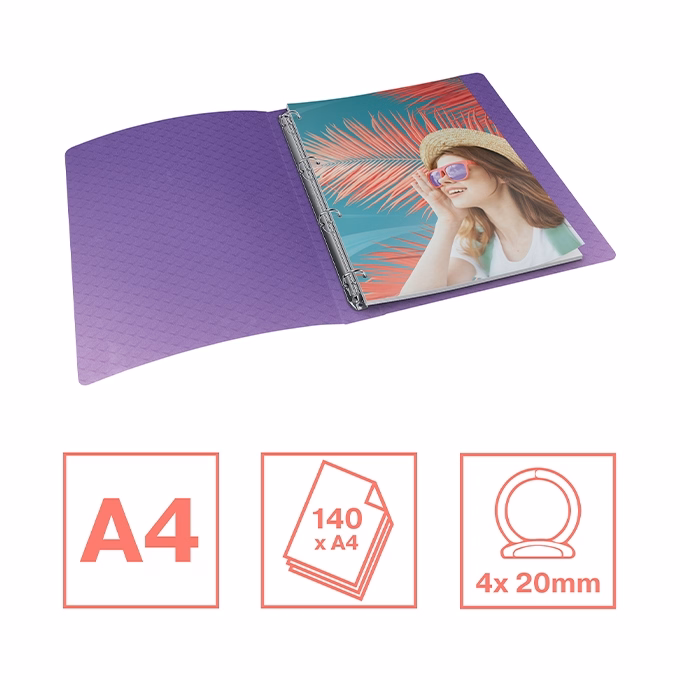 Gyűrűskönyv ESSELTE Colour Breeze A/4 25 mm 4 gyűrű PP levendula