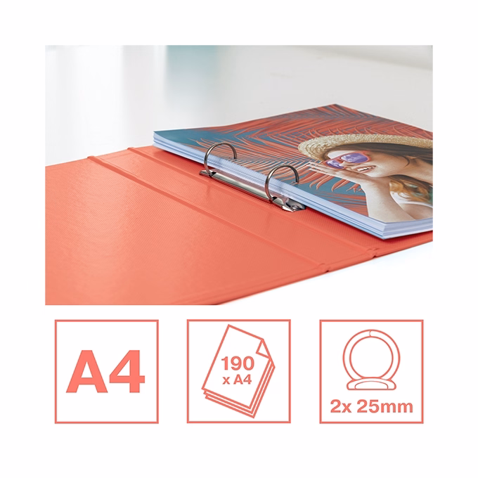 Gyűrűskönyv ESSELTE Colour Breeze A/4 42 mm 2 gyűrű karton korall
