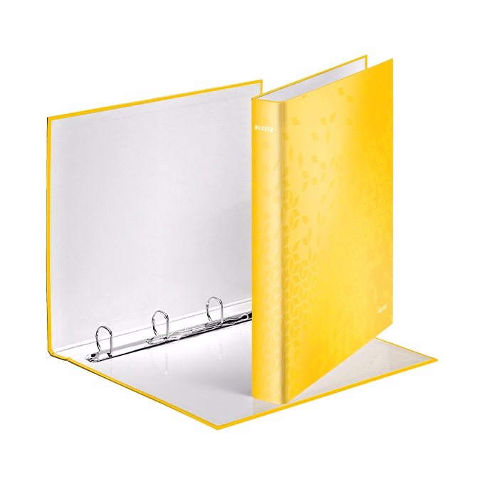 Gyűrűskönyv LEITZ Wow A/4 Maxi 40mm 4 gyűrű D alakú sárga