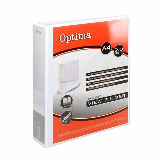 Gyűrűskönyv OPTIMA panorámás A/4 2 gyűrű 75mm fehér