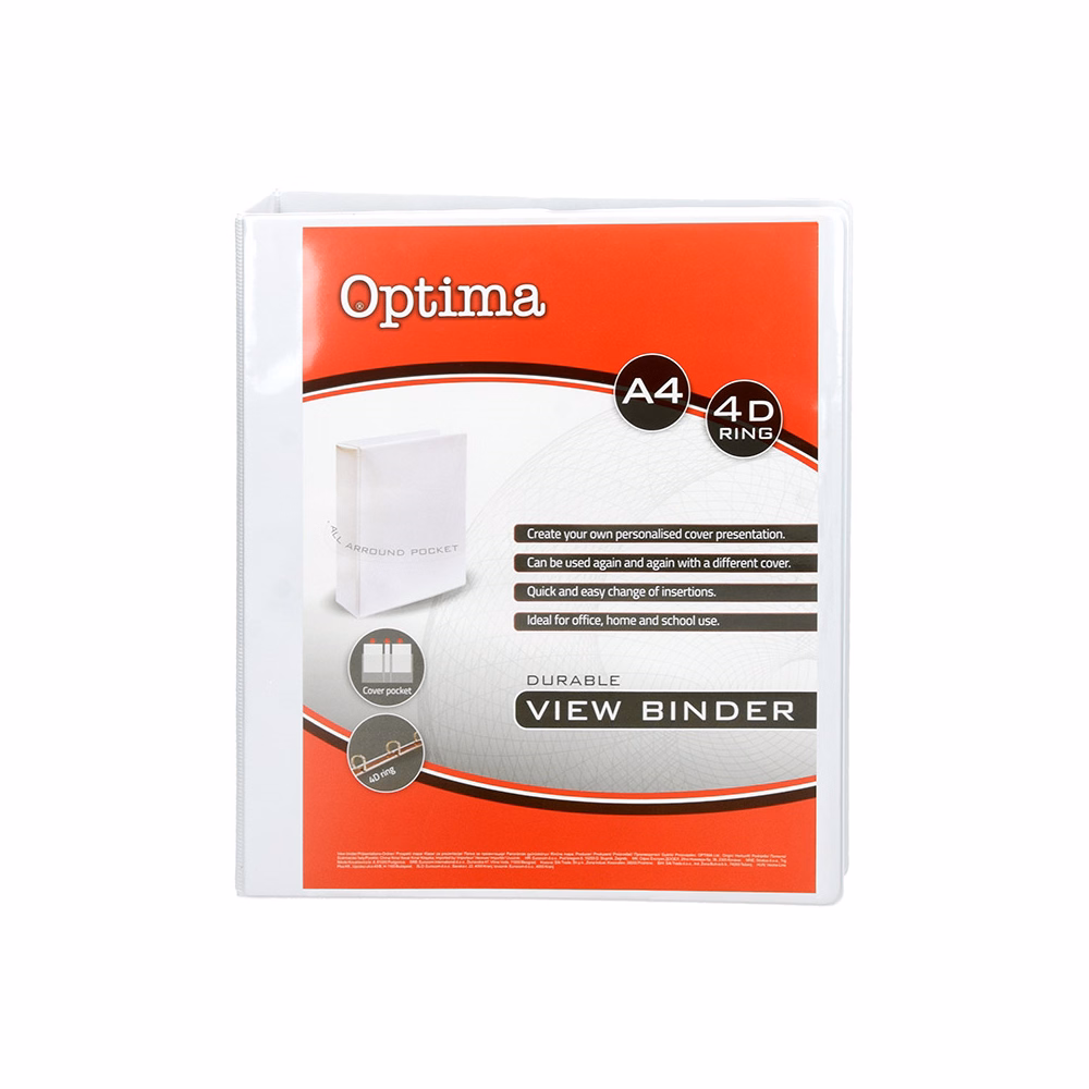 Gyűrűskönyv OPTIMA panorámás A/4 4 gyűrű 75mm fehér