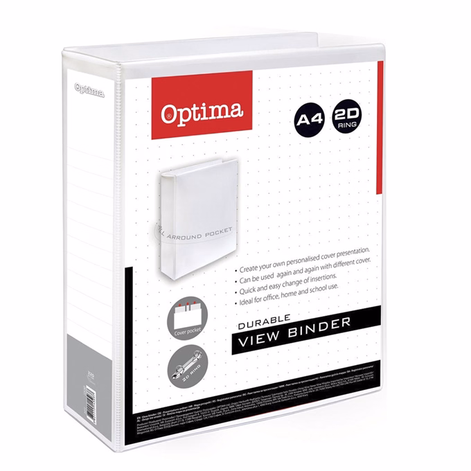 Gyűrűskönyv OPTIMA panorámás A/4 4 gyűrű 50mm fehér