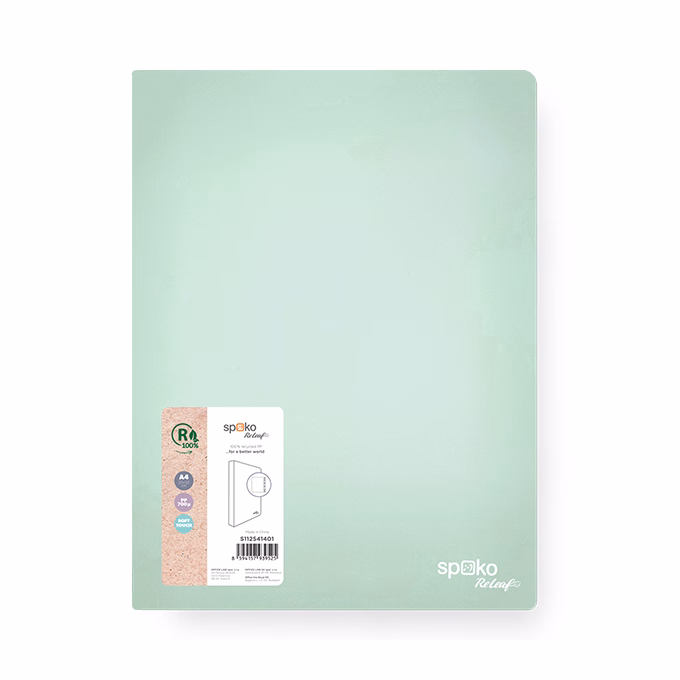 Gyűrűskönyv SPOKO ReLeaf PP A/4 35 mm 4 gyűrű SoftTouch menta zöld