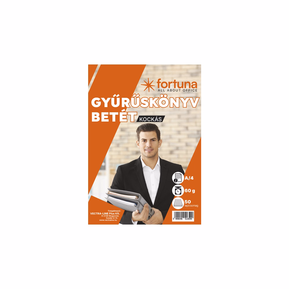 Gyűrűskönyv betét FORTUNA A/4 50 lapos 4 lyukú kockás