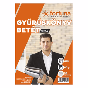 Gyűrűskönyv betét FORTUNA A/4 50 lapos 4 lyukú sima