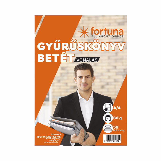 Gyűrűskönyv betét FORTUNA A/4 50 lapos 4 lyukú vonalas