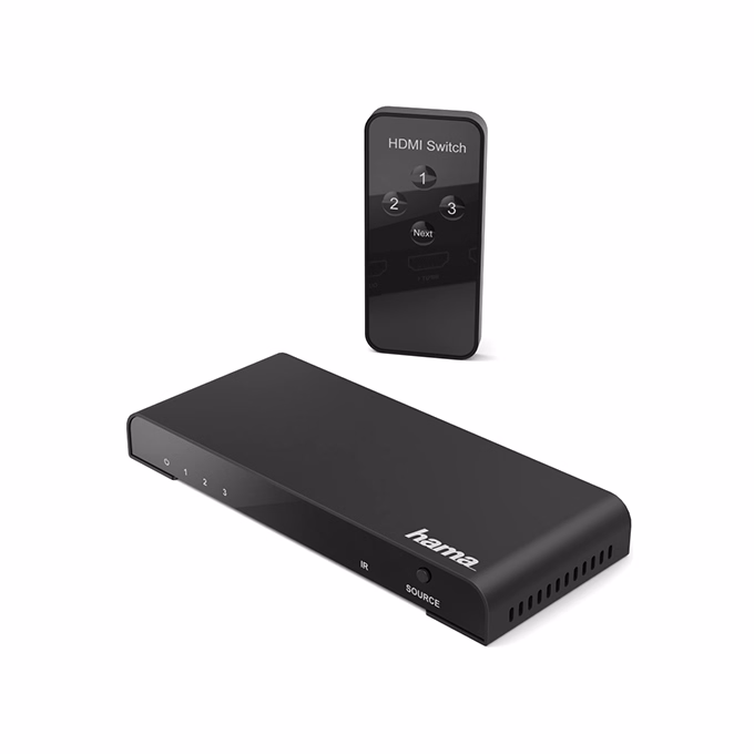 HDMI elosztó HAMA 3 állású 4K + távirányítóval