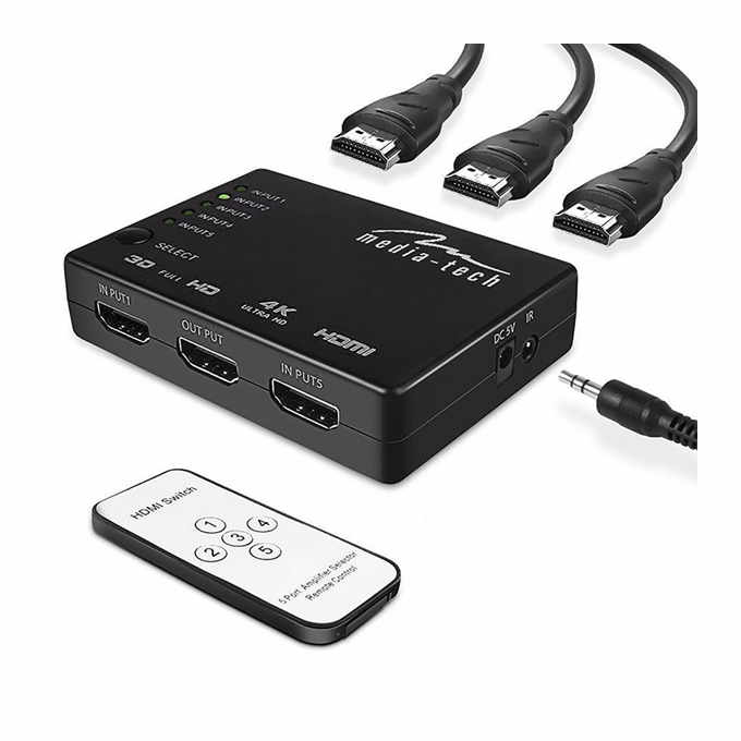 HDMI elosztó MEDIA-TECH MT5207 5 portos HDMI 4K