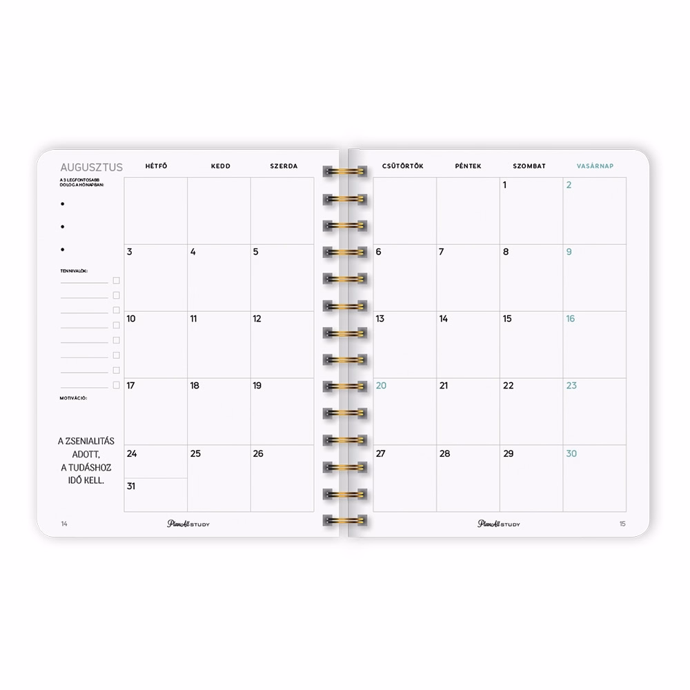 Hallgatói zsebkönyv PLANALL B/5 heti 160x200mm Presence 2026-2027