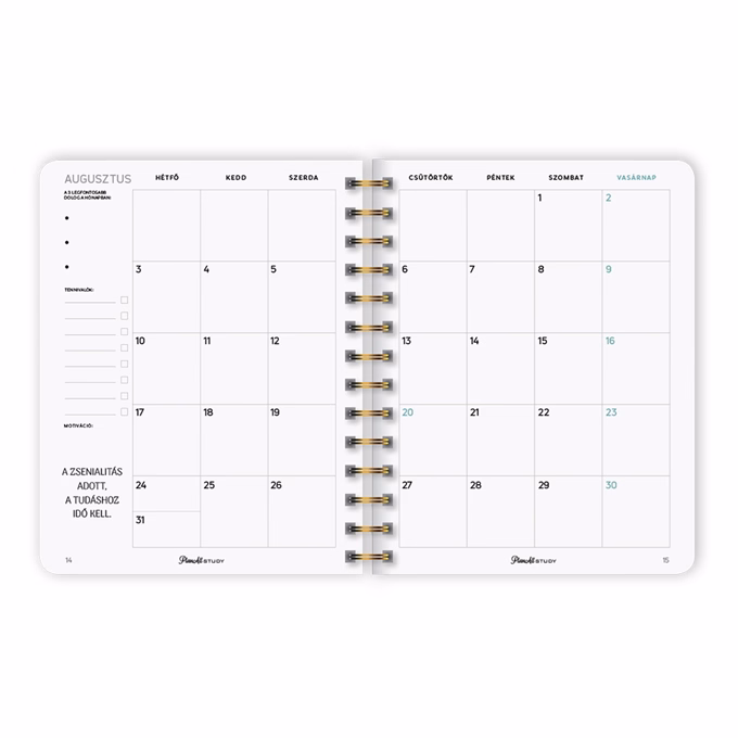 Hallgatói zsebkönyv PLANALL B/5 heti 160x200mm Presence 2026-2027