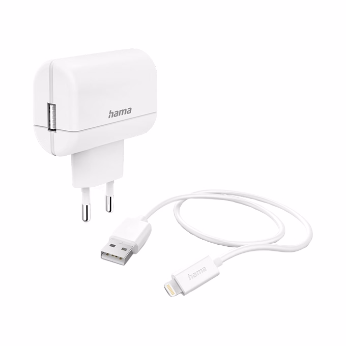 Hálózati adapter HAMA USB-A 12W + Lightning kábel fehér