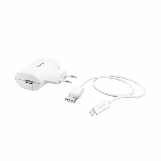 Hálózati adapter HAMA USB-A 12W + Lightning kábel fehér
