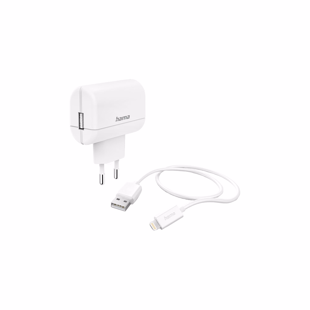 Hálózati adapter HAMA USB-A 12W + Lightning kábel fehér