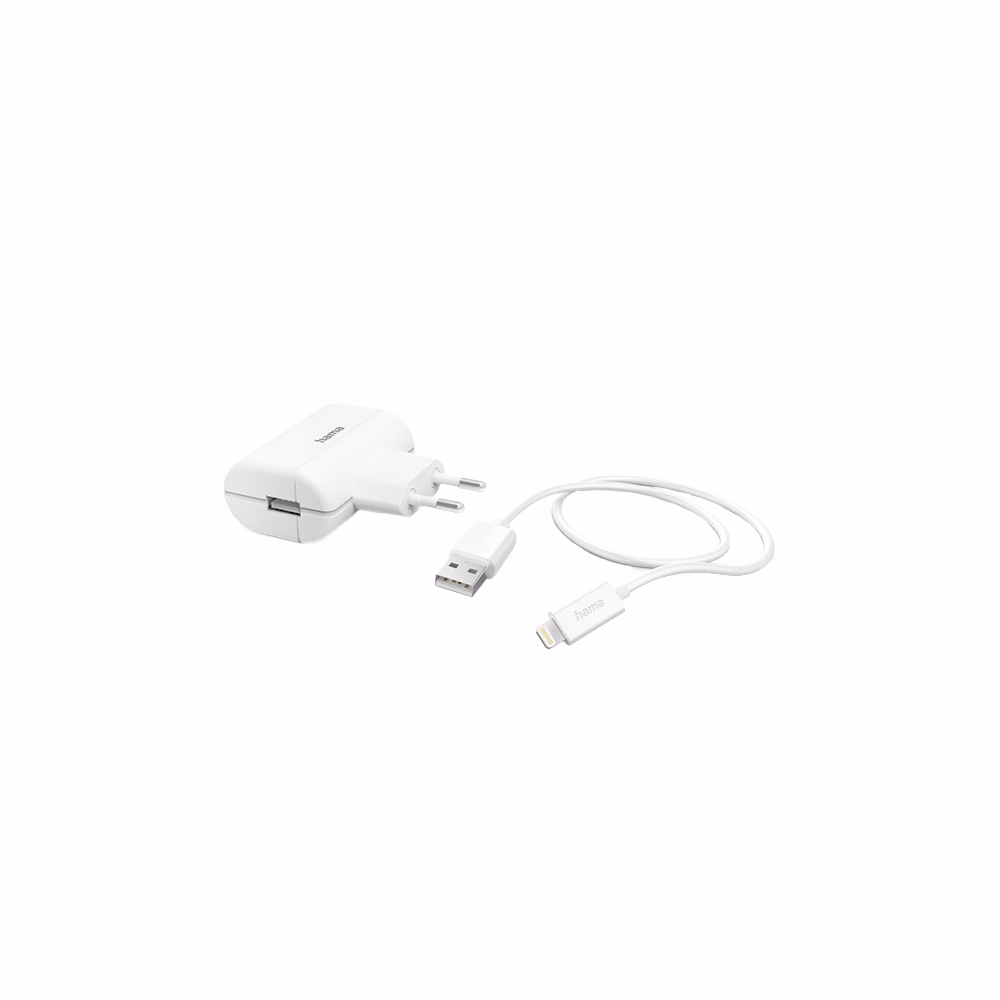 Hálózati adapter HAMA USB-A 12W + Lightning kábel fehér