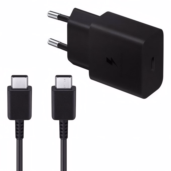 Hálózati adapter SAMSUNG EP-T1510EBE/EP-DA705BBE USB-C 15W PD QC + USB-C kábel fekete