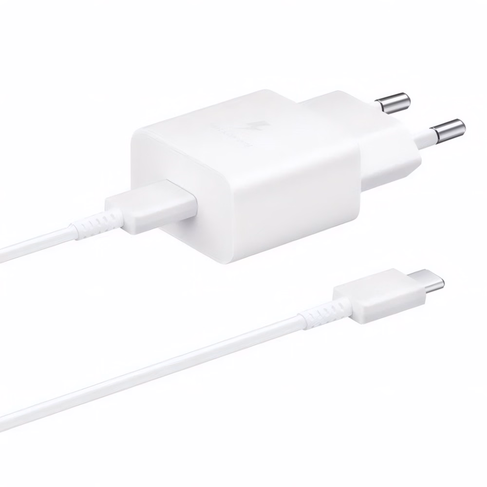 Hálózati adapter SAMSUNG EP-T1510EWE/EP-DA705BWE USB-C 15W PD QC + USB-C kábel fehér
